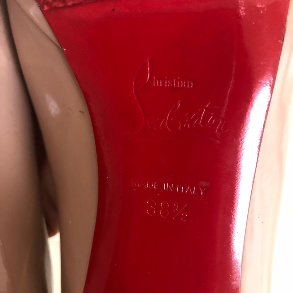 Christian Louboutin patent leather nude pump